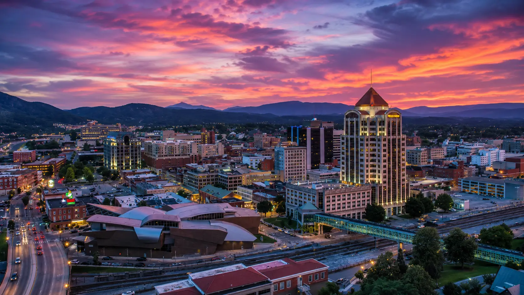 Roanoke Virginia At Sunset